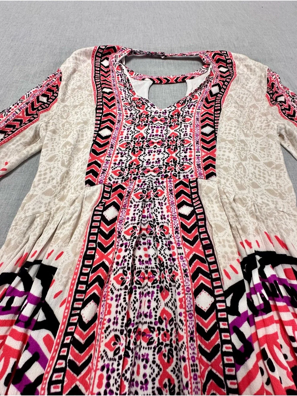 Free People Tegan Boarder Print Ivory Mini Dress Size 4